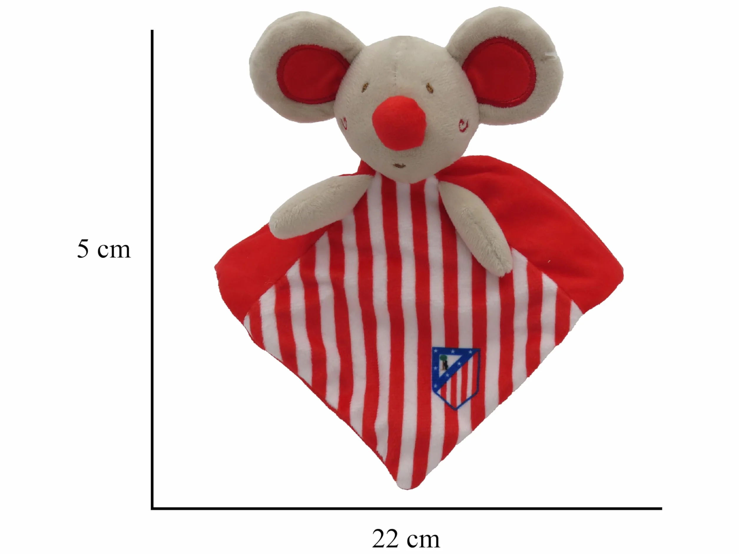 CyP Brands Atletico Madryt Doudou dla niemowląt, przywiązanie do przytulania, pluszowe zabawki dla dzieci, myszka, Wandi, oficjalny produkt