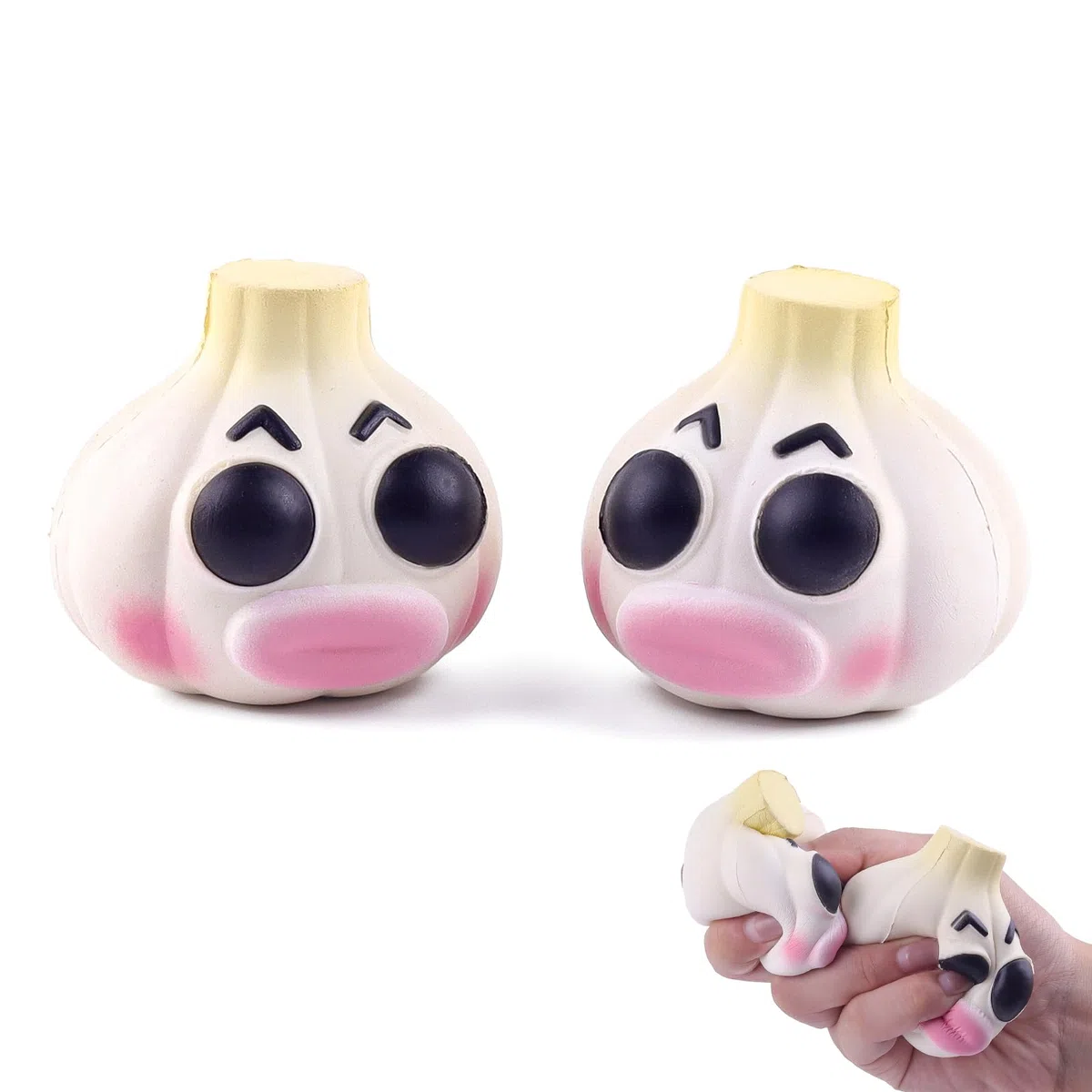 Anboor Kawaii, zestaw 2 zabawek czosnkowych, zapachowych, powoli amortyzujących piankowych quishies, zabawki redukujące stres dla dzieci, nastolatków i dorosłych