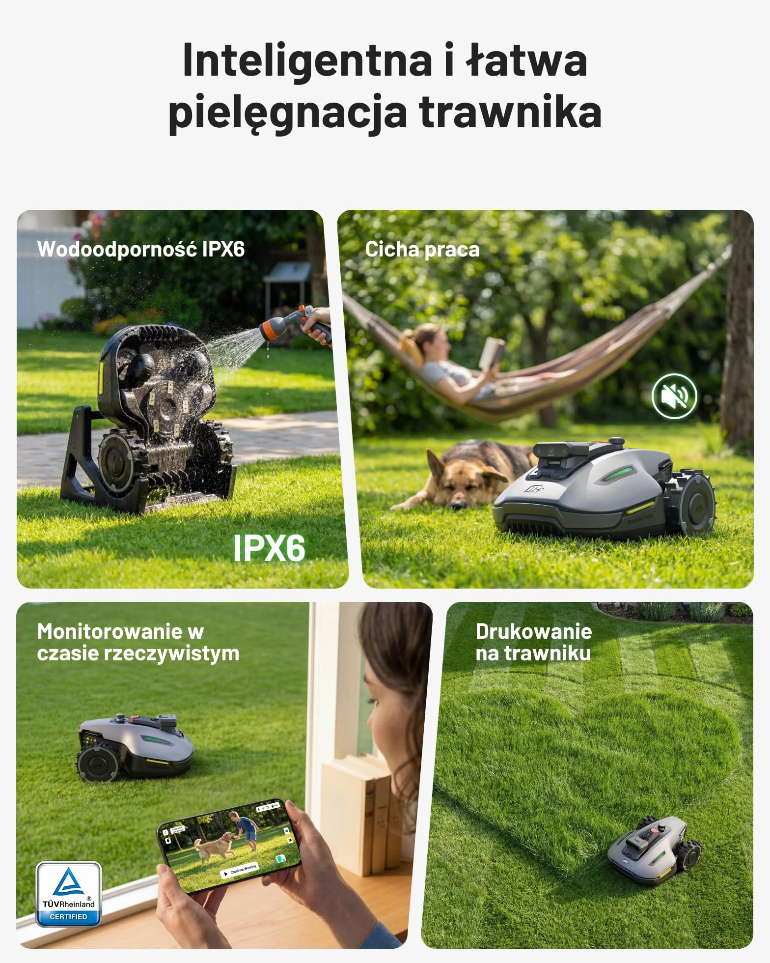 MAMMOTION YUKA mini 2 500 Robot Koszący z Garażem, 500 m², AI Trójkamerowa Obróbka Obrazu, Automatyczna Kartografia, DropMow