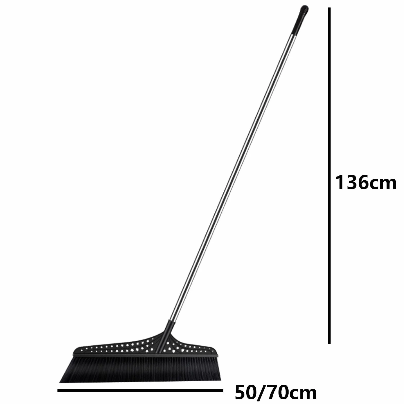 Miotła ze stali nierdzewnej kątowa 70 cm czarna do trawnika garażu