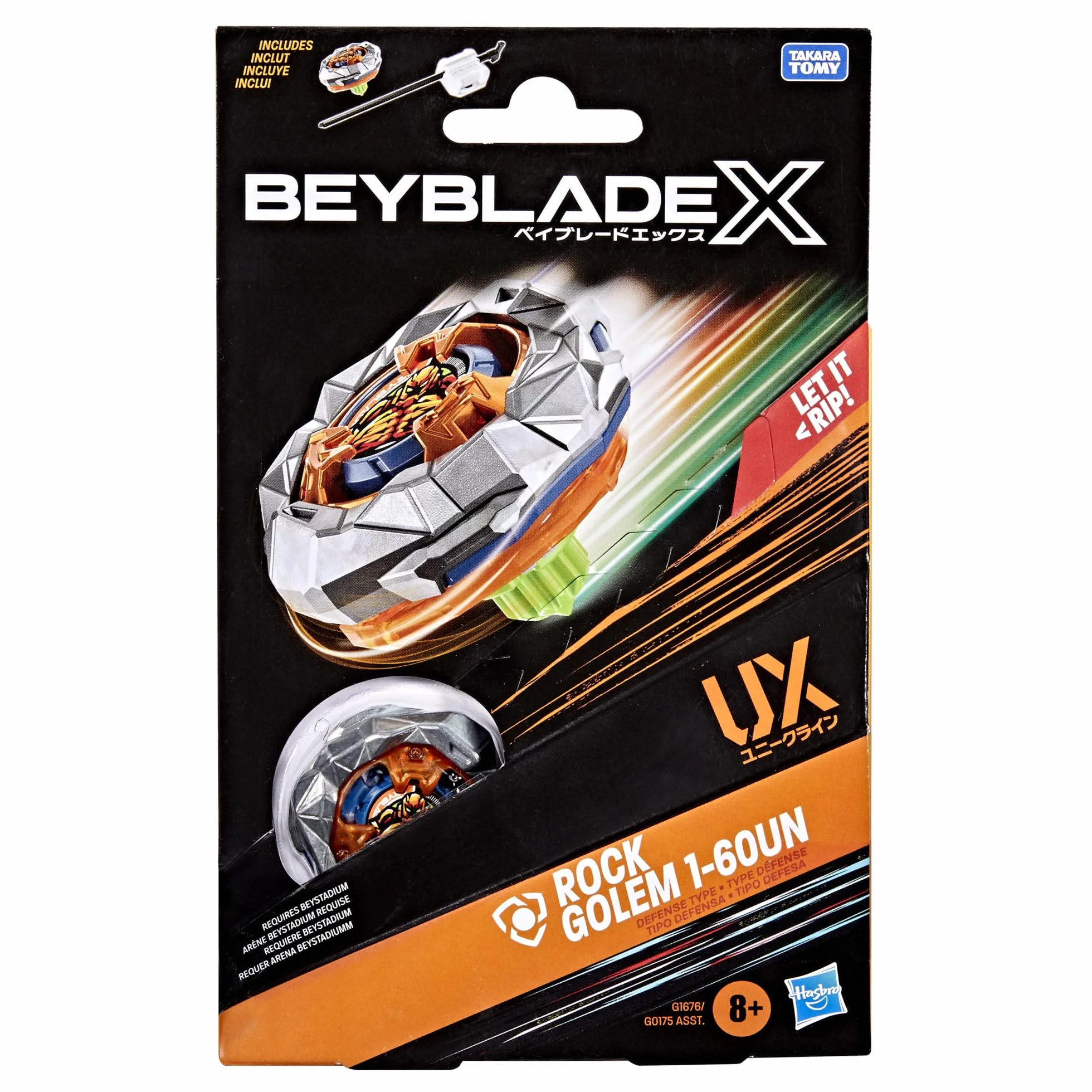 Pakiet startowy Beyblade X Rock Golem 1-60UN UX, bączek i wyrzutnia
