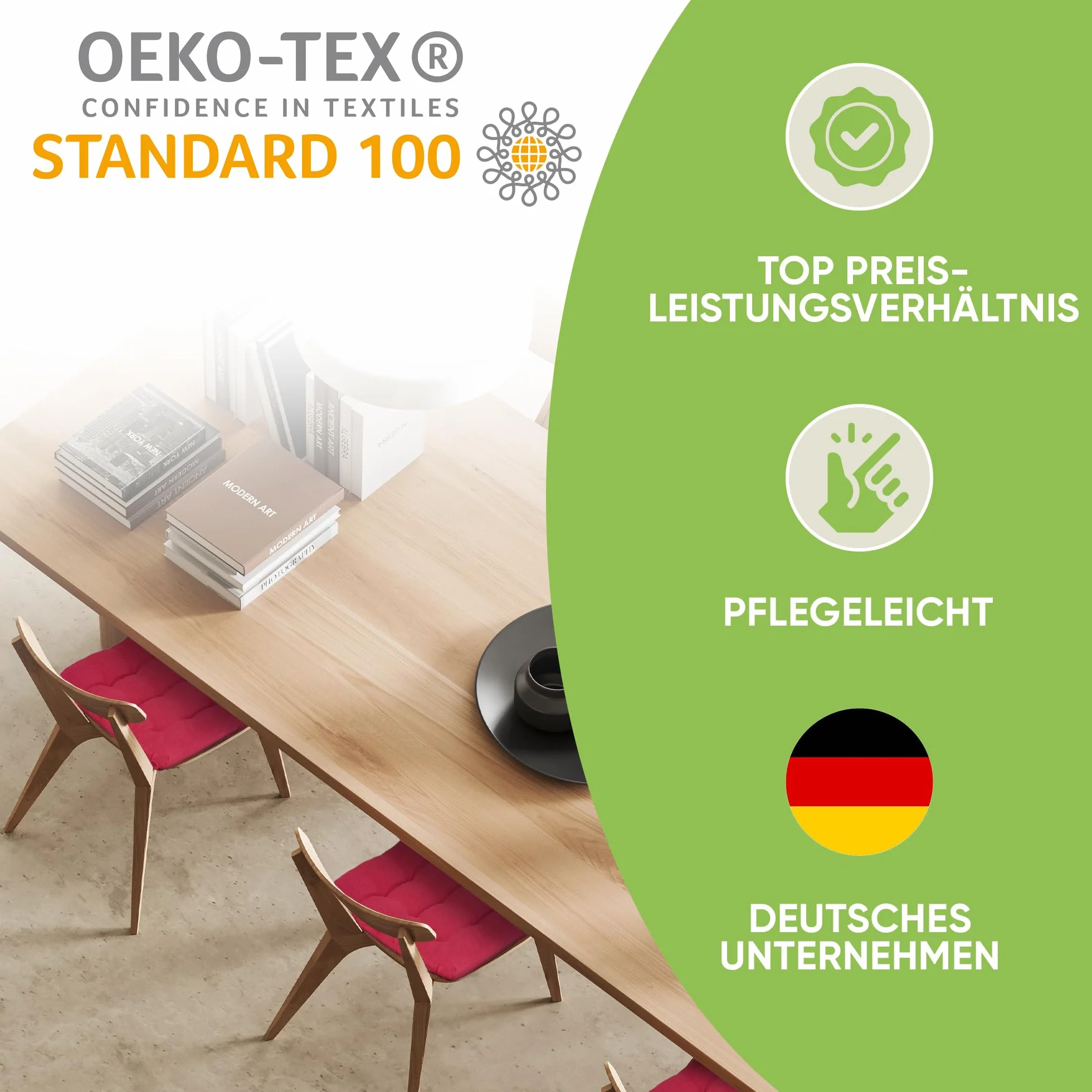 Gräfenstayn Zestaw 4 poduszek na krzesło 40x40x3 cm Poduszka zewnętrzna z poliestru Oeko-Tex Standard 100