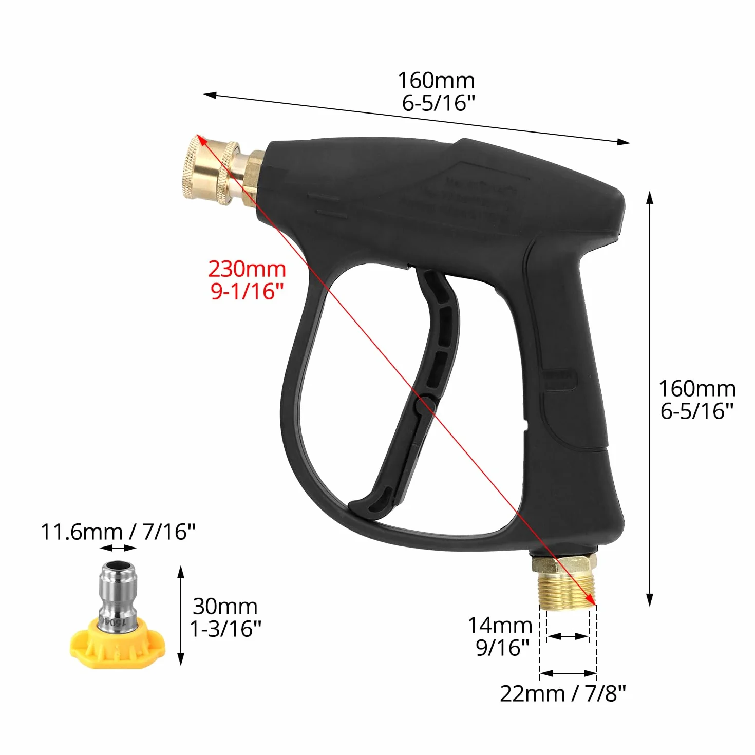 QWORK Myjka wysokociśnieniowa 4000 PSI M22-14 5 końcówek adapter szybkozłączki 1/4"