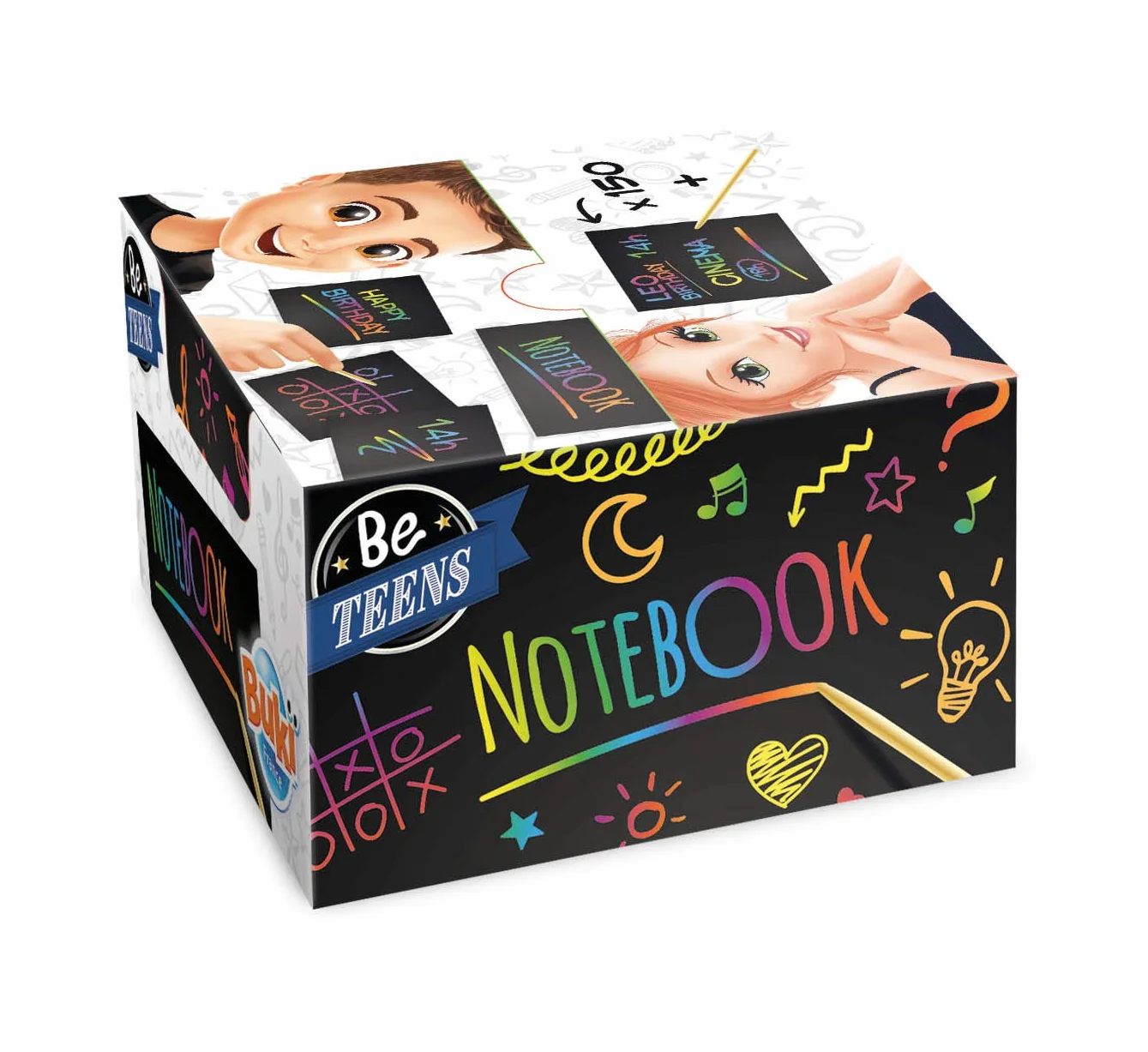 BUKI France NB001 Scratch Art Notebook Notatnik Do Zdrapywania, Czarny, Od 4 Lat