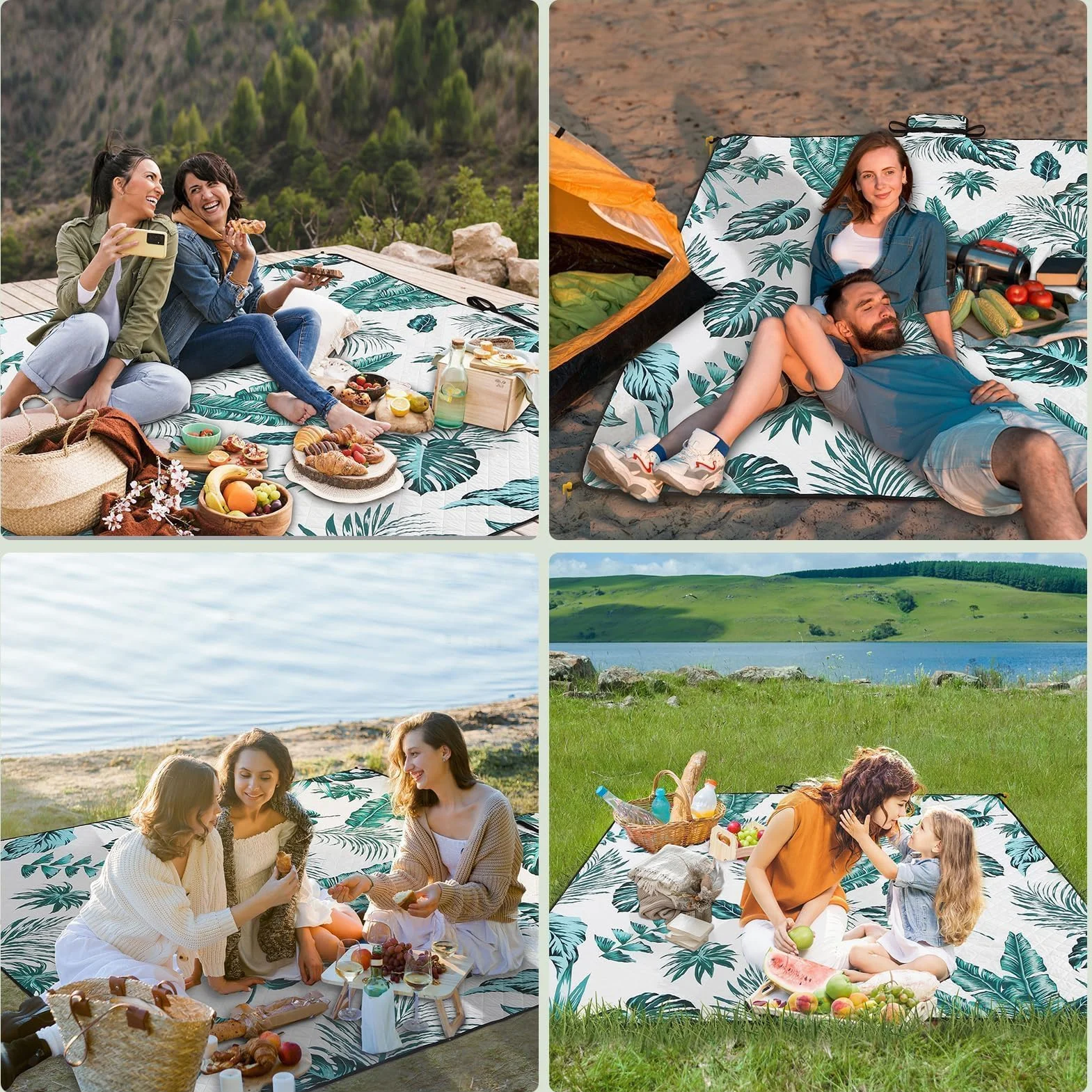 HAUSPROFI koc piknikowy 200x200 wodoodporny izolowany XXL na zewnątrz piknik plażę kemping