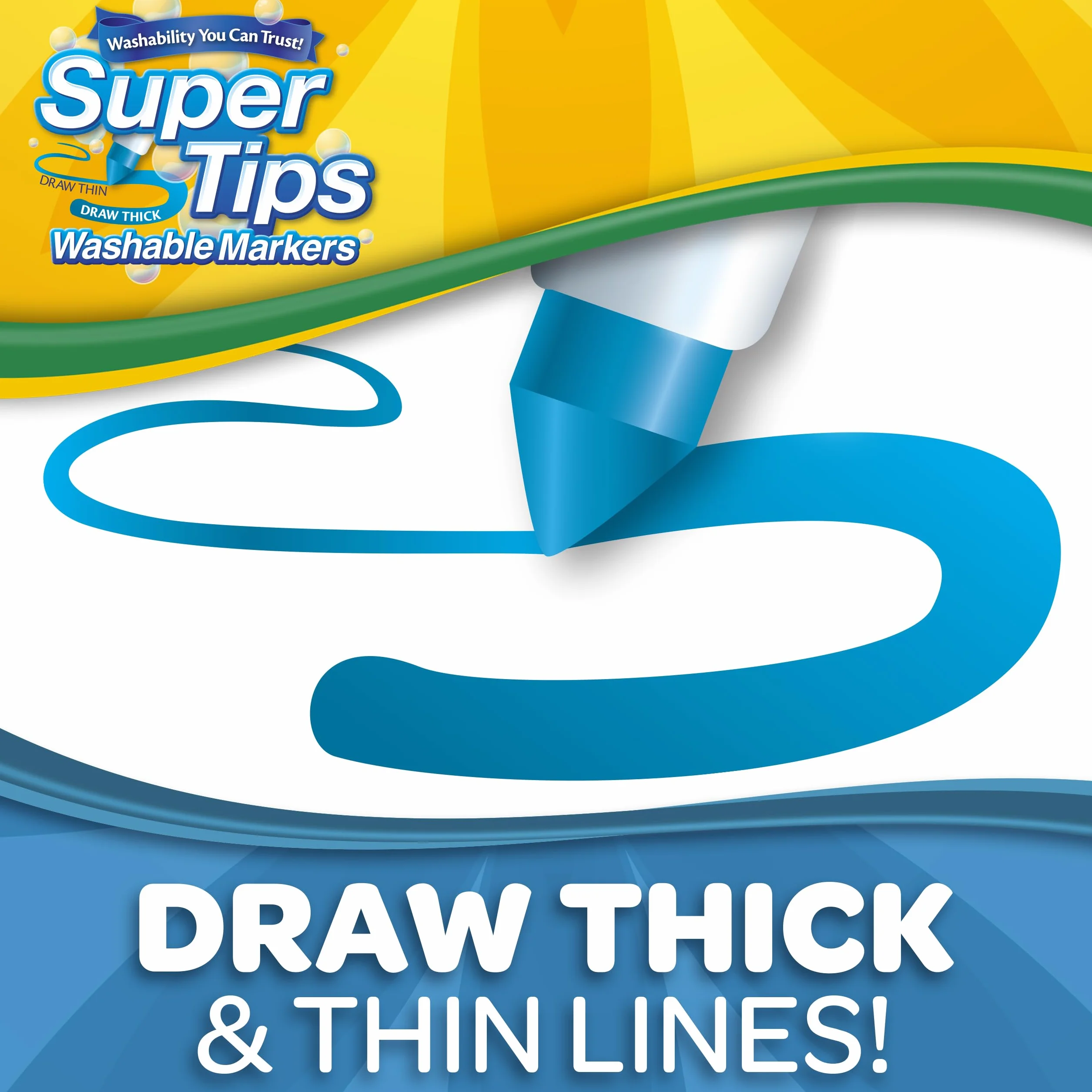 Crayola SuperTips – Zmywalne markery z końcówką stożkową, 50 kolorów, do rysowania, bullet journaling i letteringu, 7555