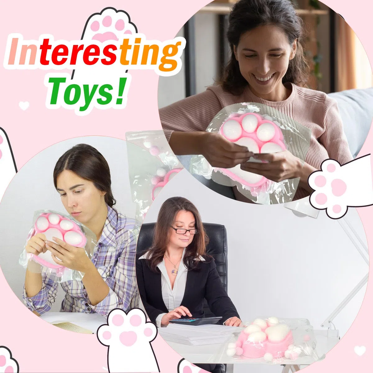 Squishy Kocie łapy, 1 Pcs Gniotka Zabawka do ściskania łapy Dużego Kota, Zabawka do ściskania Antystresowa, Fufu Squishie dla Dorosłych (Różowy XL)