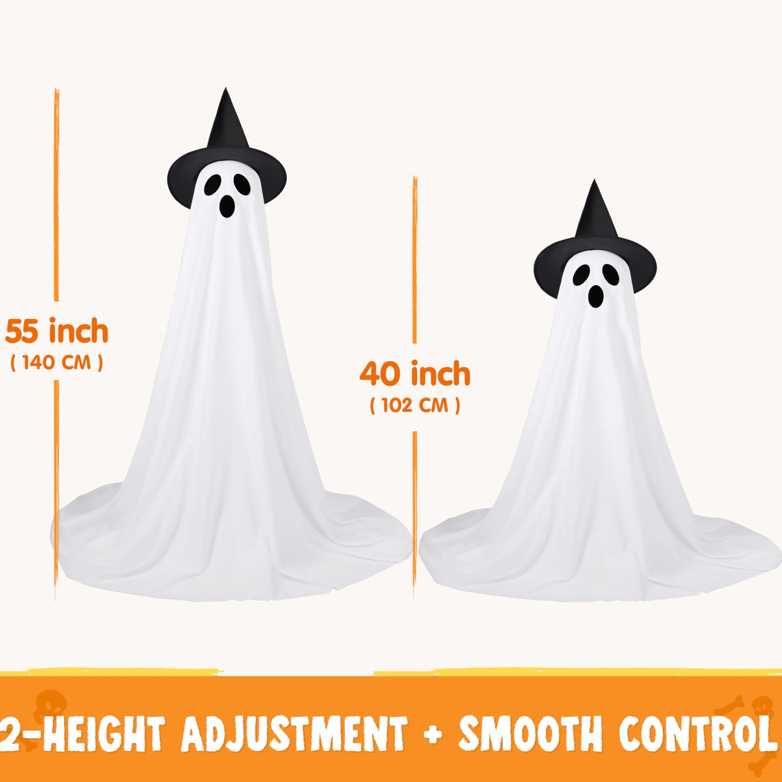 JOYIN dekoracje halloweenowe na zewnątrz stojący duch 119 cm 2 opakowania