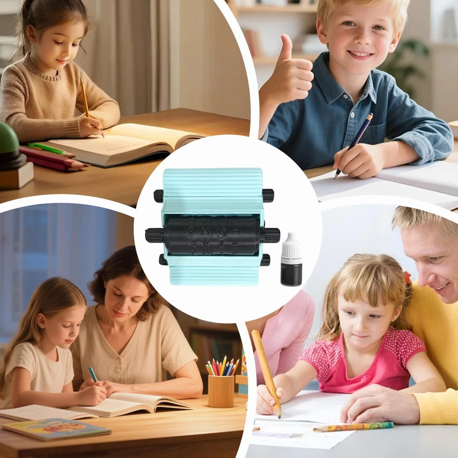 Math Roller Stamp Tool, Arithmetic Practice Stamp, Kids Learning Stamps Set, Interactive Fill Blank Math Problems for Addition Subtraction Multiplication Division Classroom Homeschool Activities