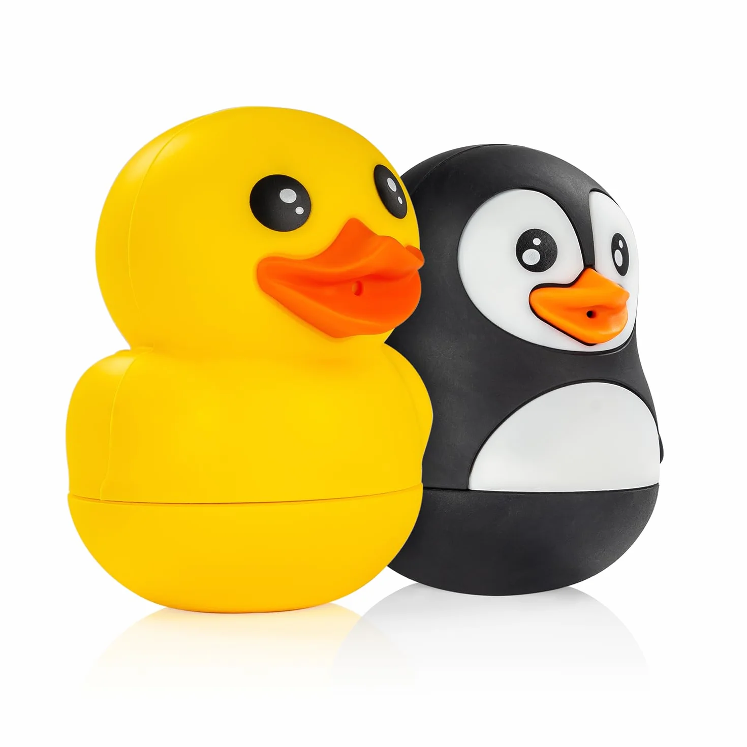 reer MyHappyBath Toys Zwierzęta kąpielowe, kaczka i pingwin, zabawka do kąpieli dla niemowląt i dzieci od 6 miesięcy, zwierzęta do rozpylania, zabawna zabawka do wanny