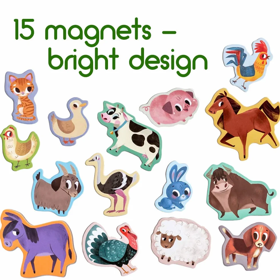 Magnesy na lodówkę dla dziecko - 15 dużych magnesów na tablicę magnetyczną dla małych dzieci
