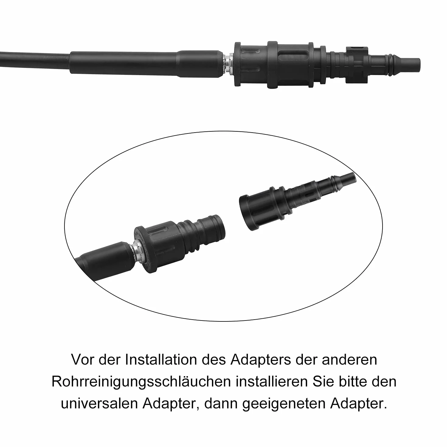 Wąż do czyszczenia rur 20 m 180 bar 60°C zestaw z 5 adapterami do myjki wysokociśnieniowej Kärcher