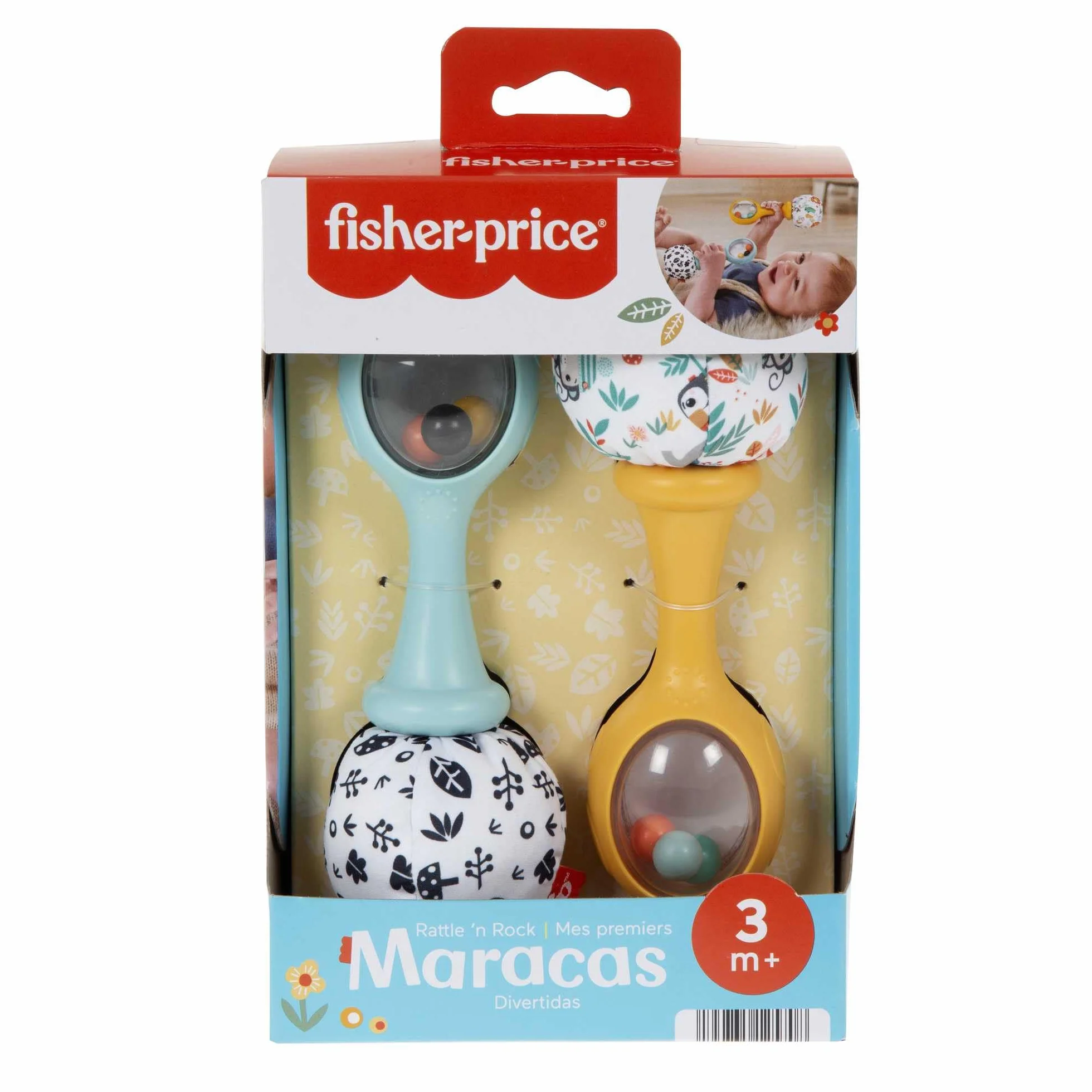 Fisher-Price Grzechoczące marakasy Sensoryczna grzechotka dla niemowląt od 3 miesiąca życia, HMF34 wielokolorowa