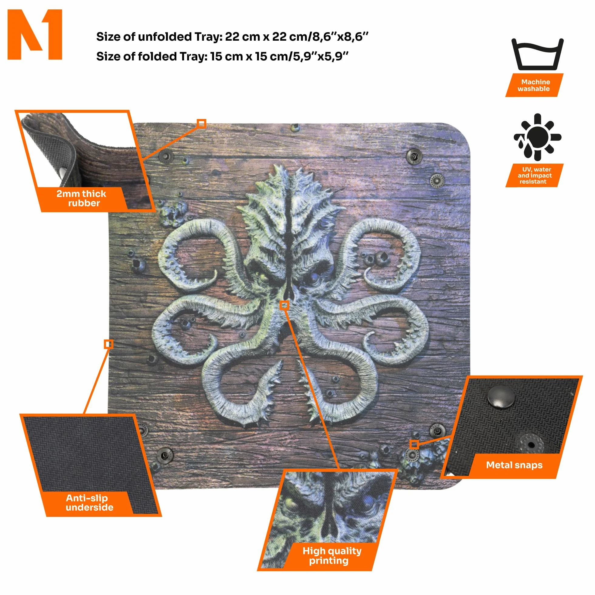 Tacka na kości - Dice Tray do gier planszowych i RPG kompatybilny z Song of Ice and Fire, Cthulhu: Death May Die, Arkham, Galakta: Posiadłość Szaleństwa - Kraken