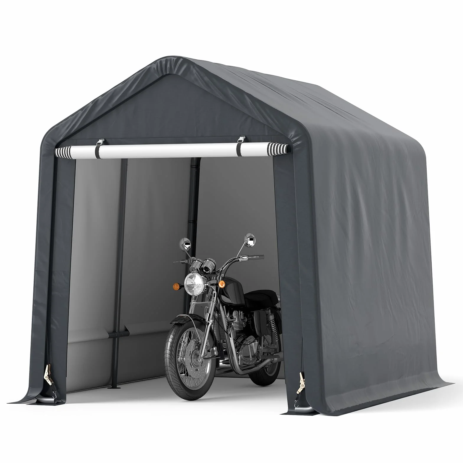 GOPLUS Namiot garażowy 240x195x214 cm odporna na warunki atmosferyczne z zwijanymi drzwiami metalową ramą