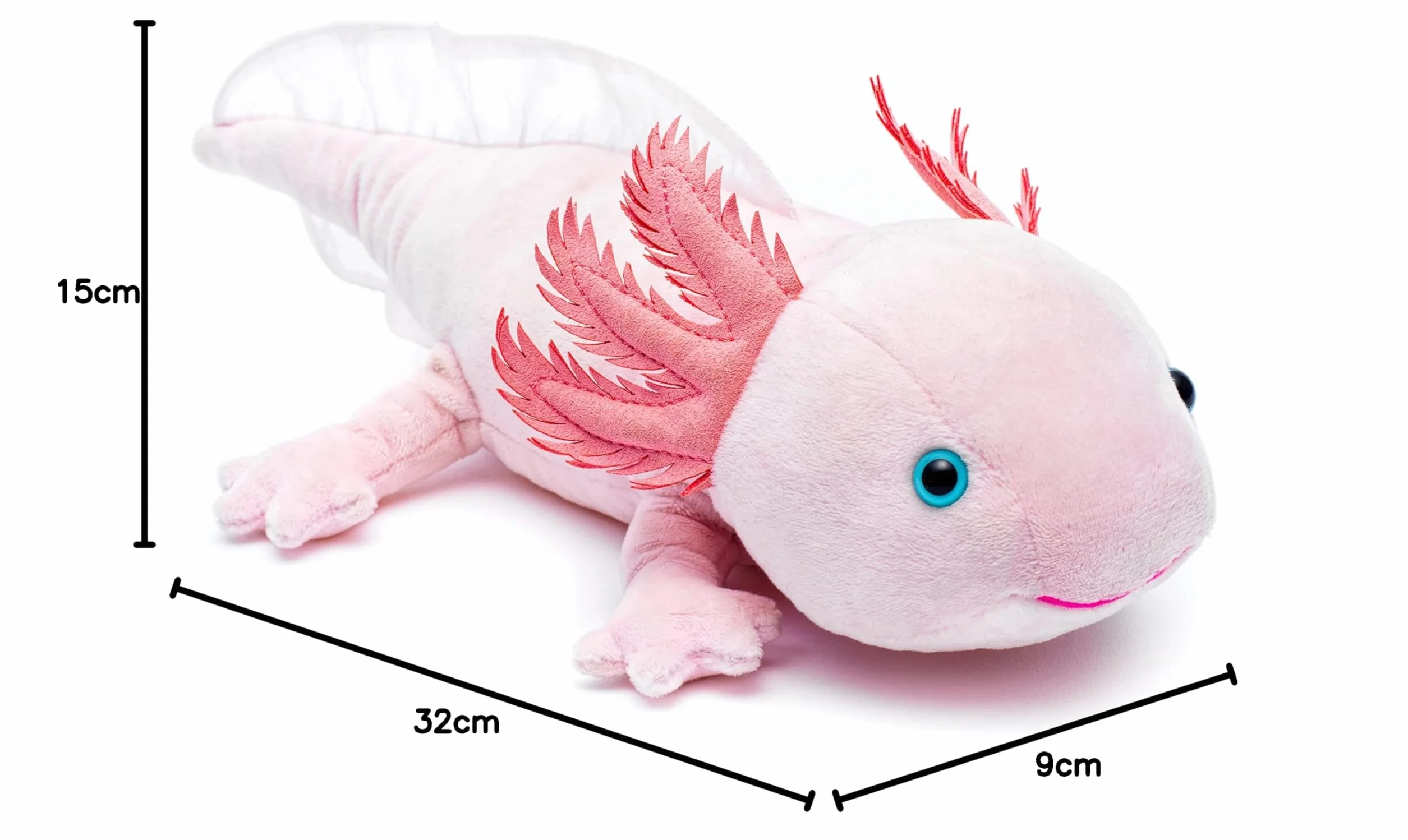 Uni-Toys – Axolotl – 32 cm (długość) – zwierzę wodne – pluszowe zwierzątko pluszowe, maskotka