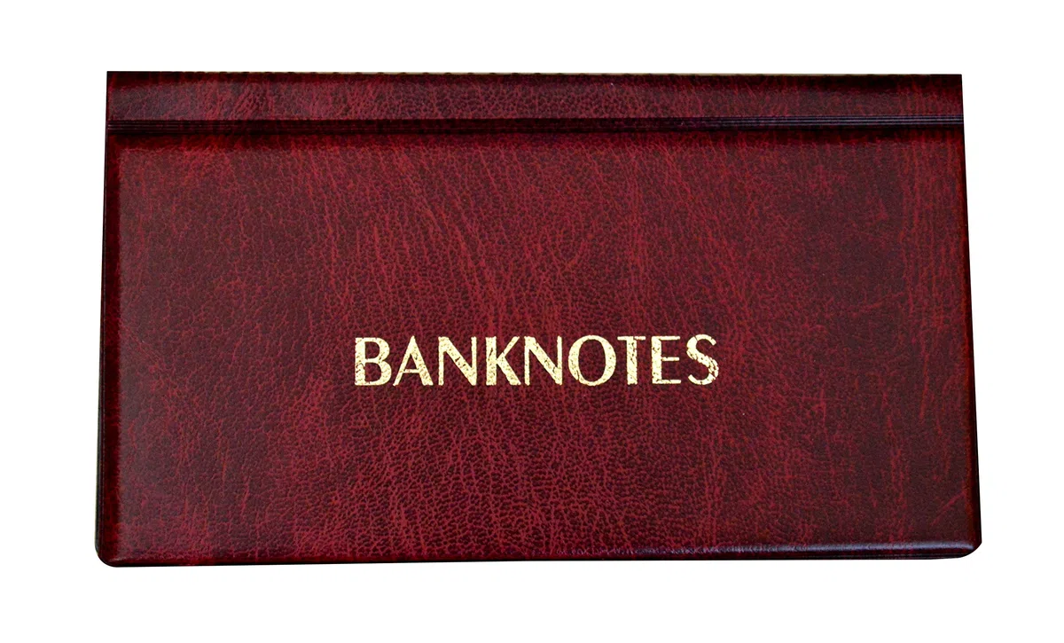 COLLECTOR Album kolekcjonerski na banknoty, album na banknoty, 20 stron, 8 x 17 cm (czerwony)