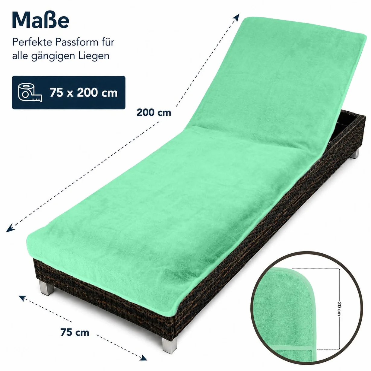 Brandsseller Pokrowiec ochronny na leżak ogrodowy 75 x 200 cm miętowy