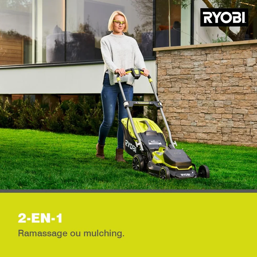 Ryobi Kosiarka 18V RY18LMX40A-150 Bezszczotkowa 40cm Regulacja Wysokości Koszenia 25-70mm Mulczowanie Teleskopowa Rękojeść