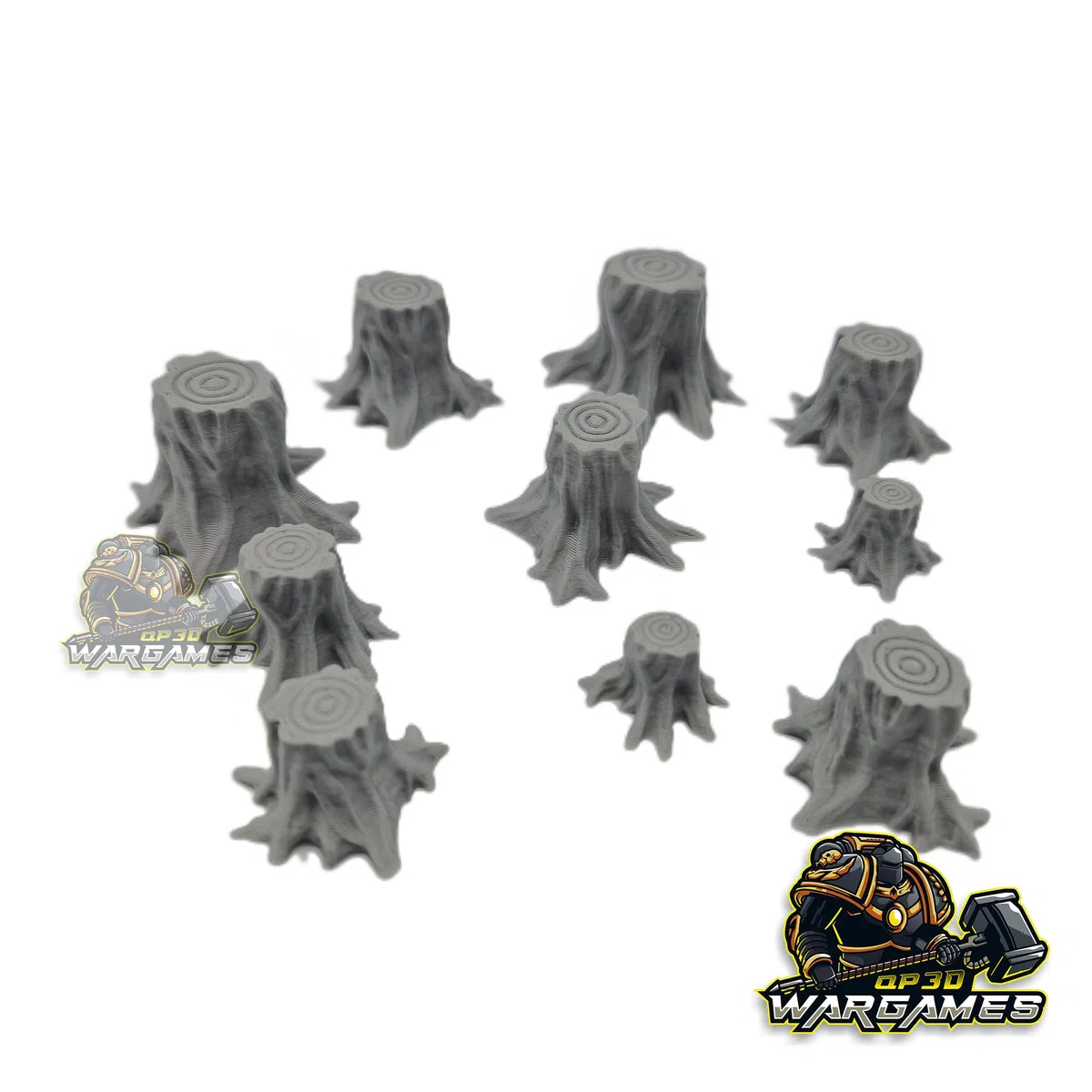 QP3D – Zestaw 10 Pni Drzew, Rozproszony Teren Fantasy do Gier, Sceneria RPG i Bolt, Skala 28–32 mm, Miniatury, Wargaming, Rekwizyty DnD, Wydruk 3D do Malowania