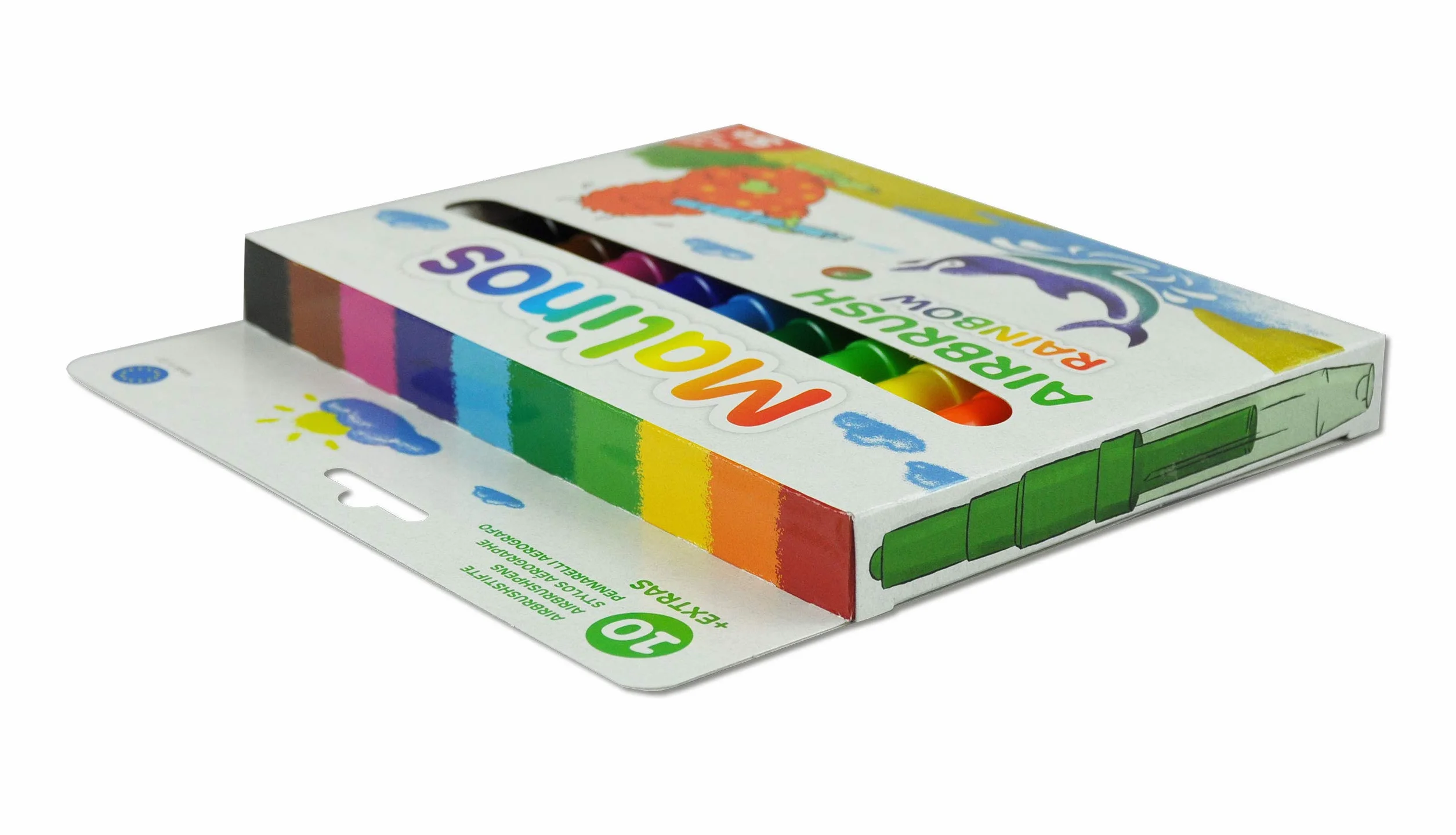 Malinos 300914 Airbrush Rainbow, tęczowe kolory, 10 sztuk, 10 kolorów (1 opakowanie)