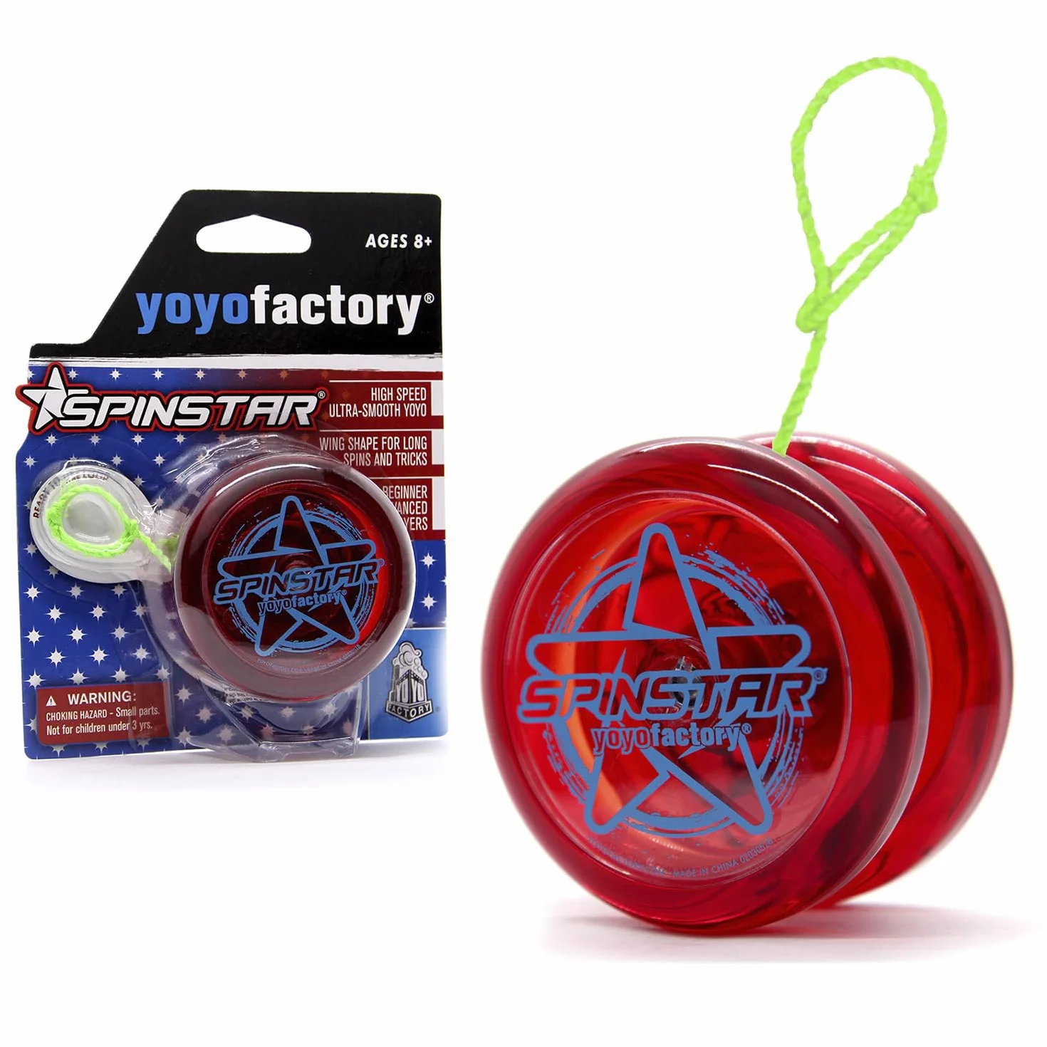 YoyoFactory SPINSTAR Yo-Yo – czerwony (idealny dla początkujących, sznurek i instrukcja w zestawie)