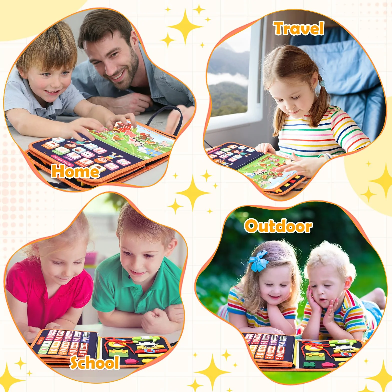 TRUEIN Quiet Book, Tablica Czynności Montessori, Sensoryczna Tablica Aktywności, Zabawka Motoryczna, Busy Book na Podróże Samochodem, Prezenty dla Chłopców i Dziewczynek