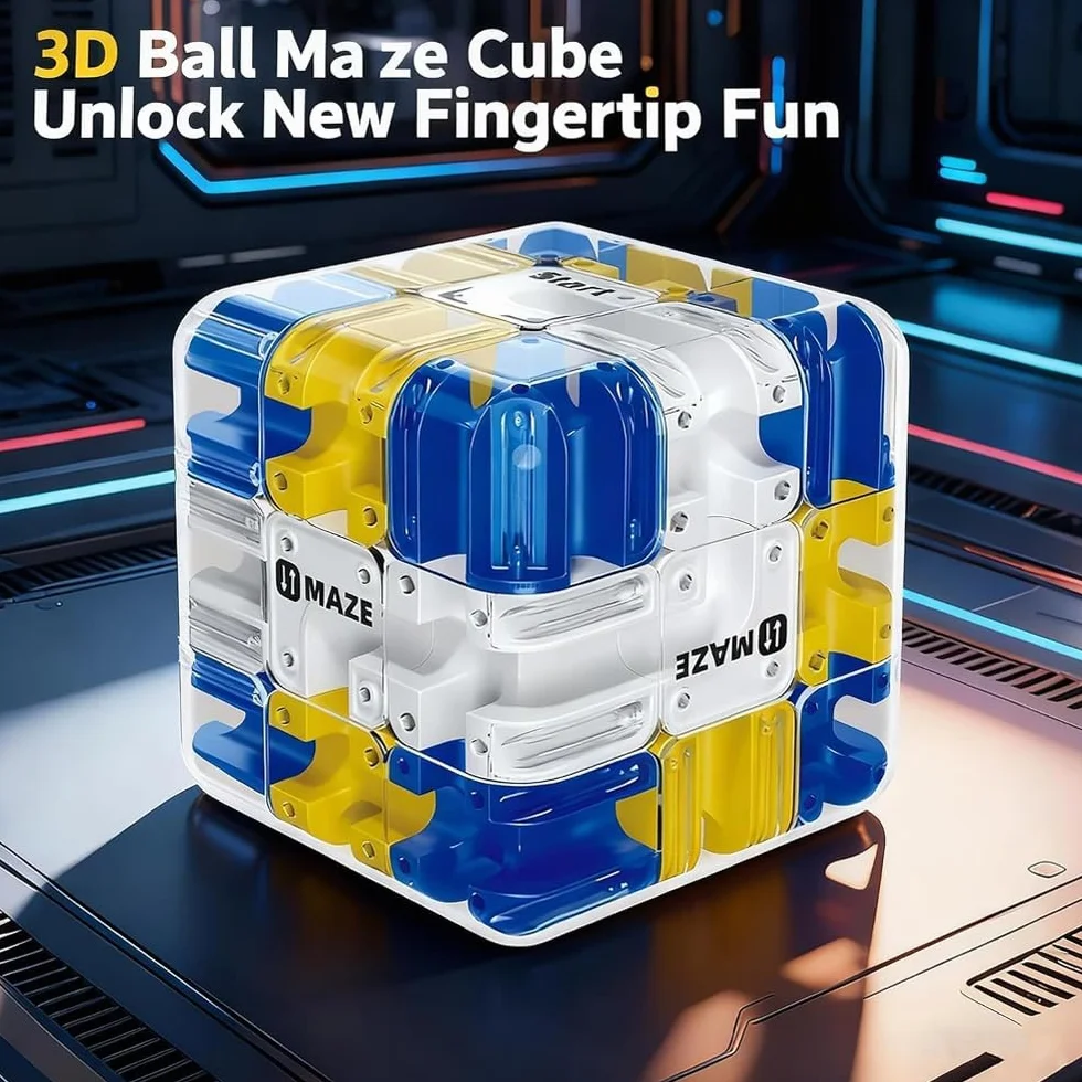 Kostka Z Labiryntem Labiryntowa, Mózgu Zabawka Interaktywne Labirynty, Interaktywna Gra Zręcznościowa 3D, Logiczne Wyzwanie Kostka Puzzle Labiryntu, Kulka Labirynt 3D