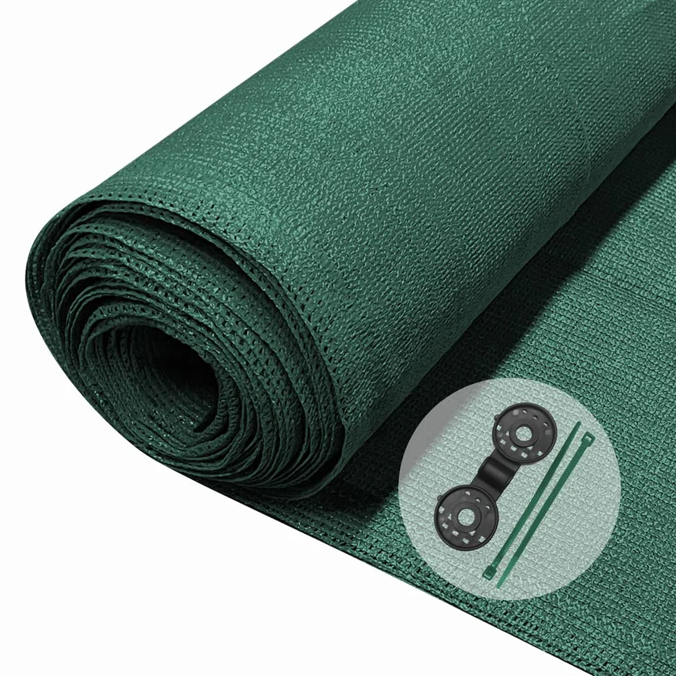 VOUNOT Siatka maskująca HDPE 1,5x10 m 150 g/m² 85% zacienienia odporna na UV zielona