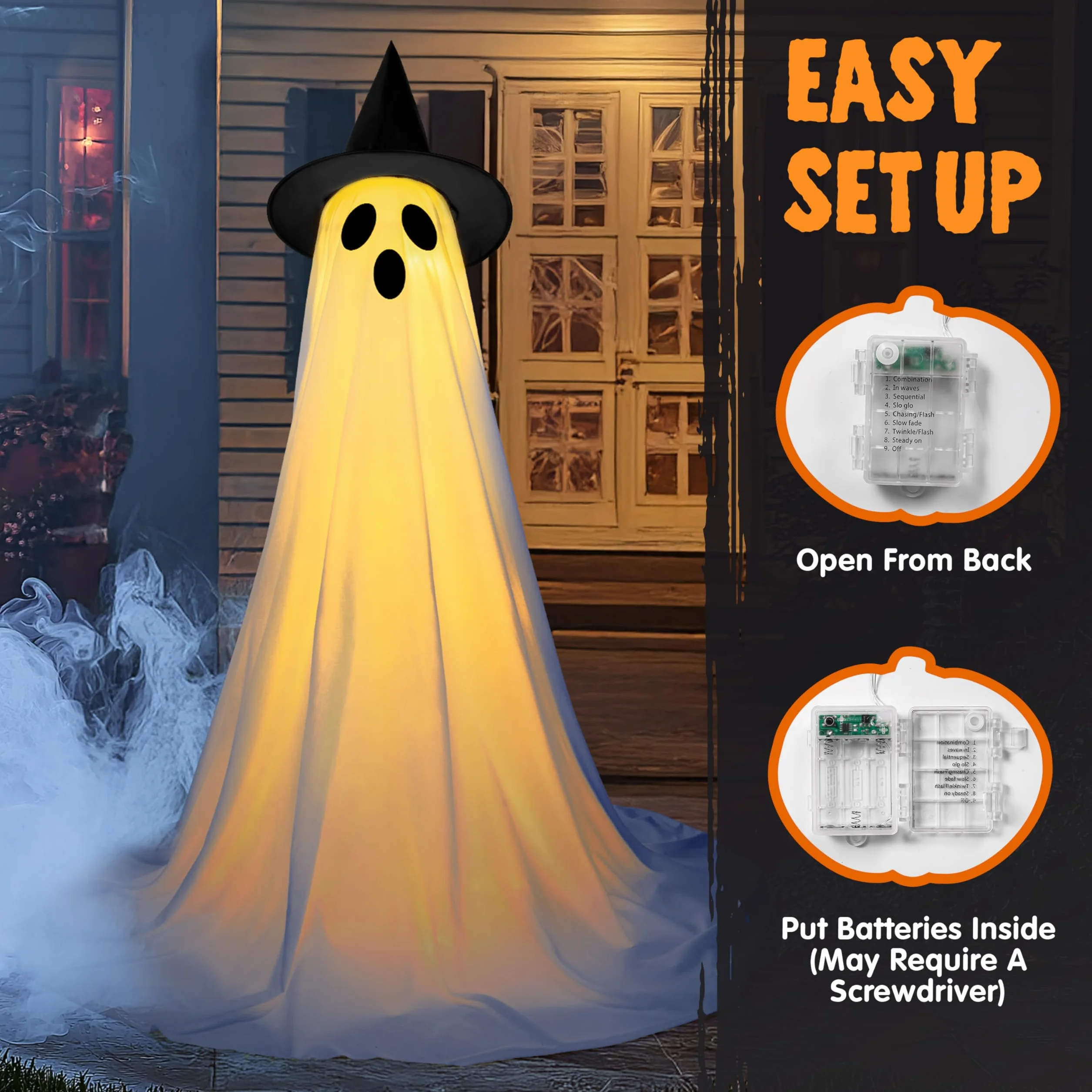 JOYIN dekoracje halloweenowe na zewnątrz stojący duch 119 cm 2 opakowania