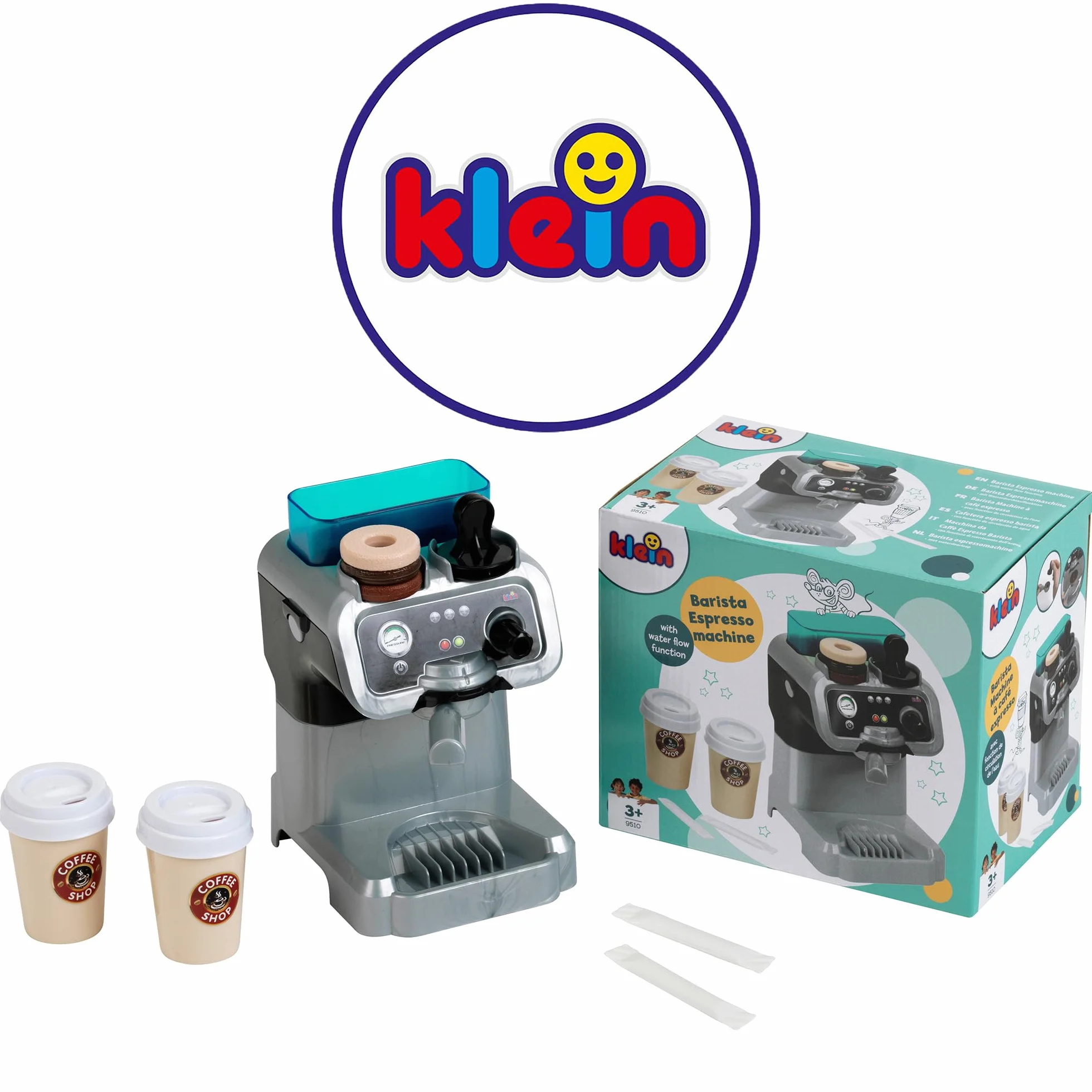 Theo Klein 9510 Ekspres do kawy Barista I Ze zbiornikiem na wod? i funkcj? ci?g?ego przep?ywu I W zestawie saszetki z kaw?, stemple, fili?anki i wiele wi?cej I Zabawka dla dzieci w wieku od 3 lat