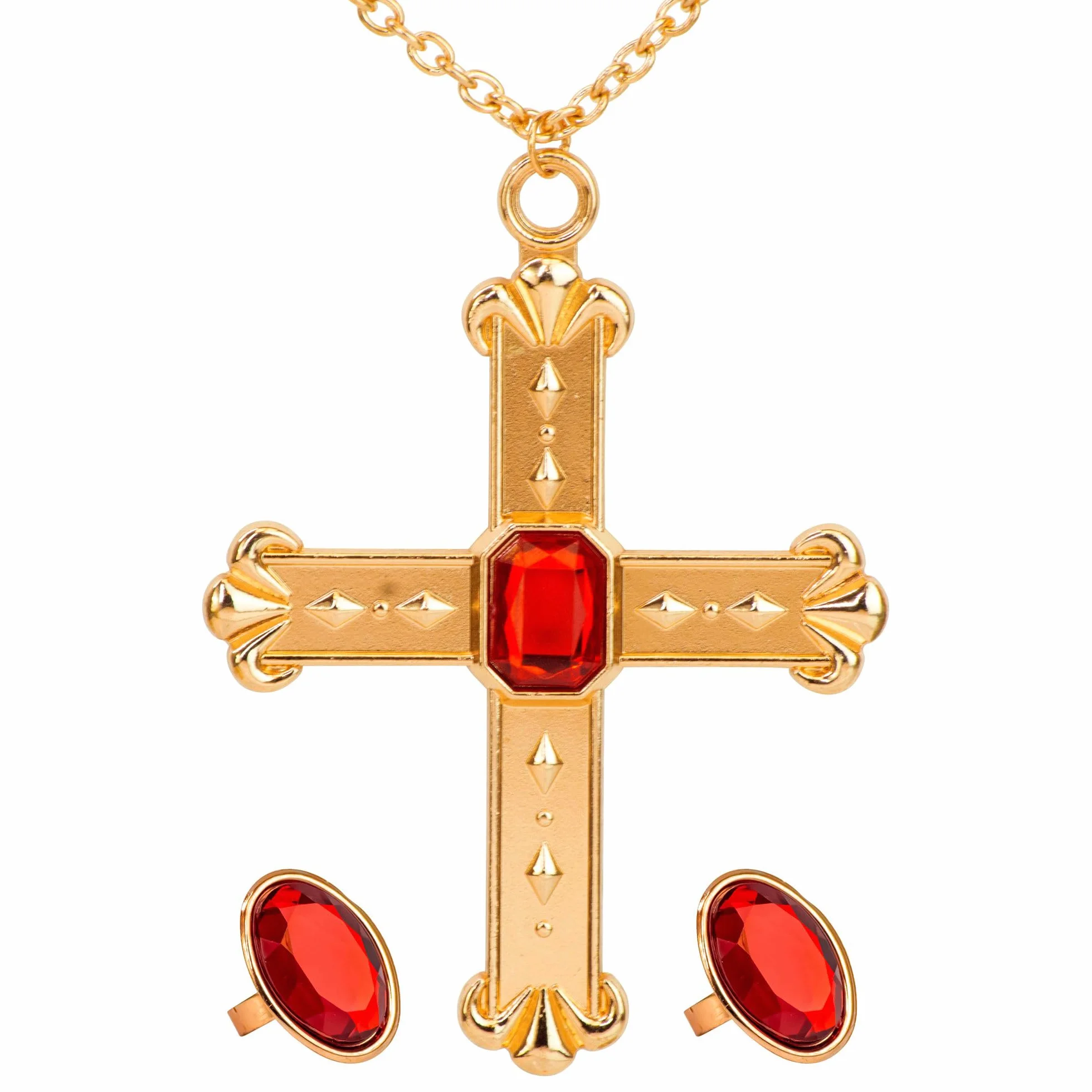 W WIDMANN MILANO Party Fashion - 3076C - Cardinals' set, necklace with cross and 2 rings, jewelry, clergy, themed party, carnival