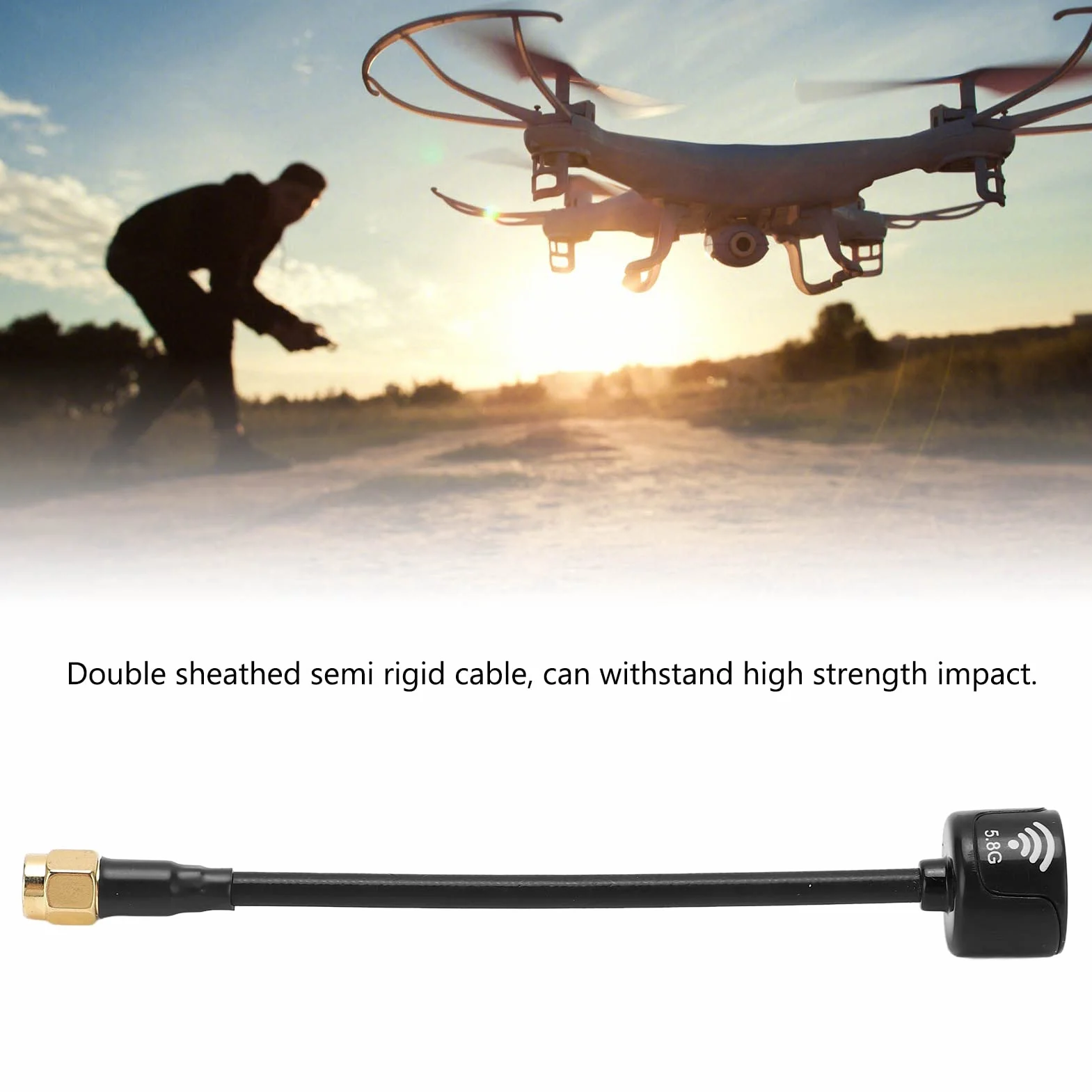 Antena 125 Mm 5,8 GHz 2,5 Dbi do Zdalnego Sterowania FPV Drone Odporna na Uderzenia Antena Zysku RHCP (Czarny)