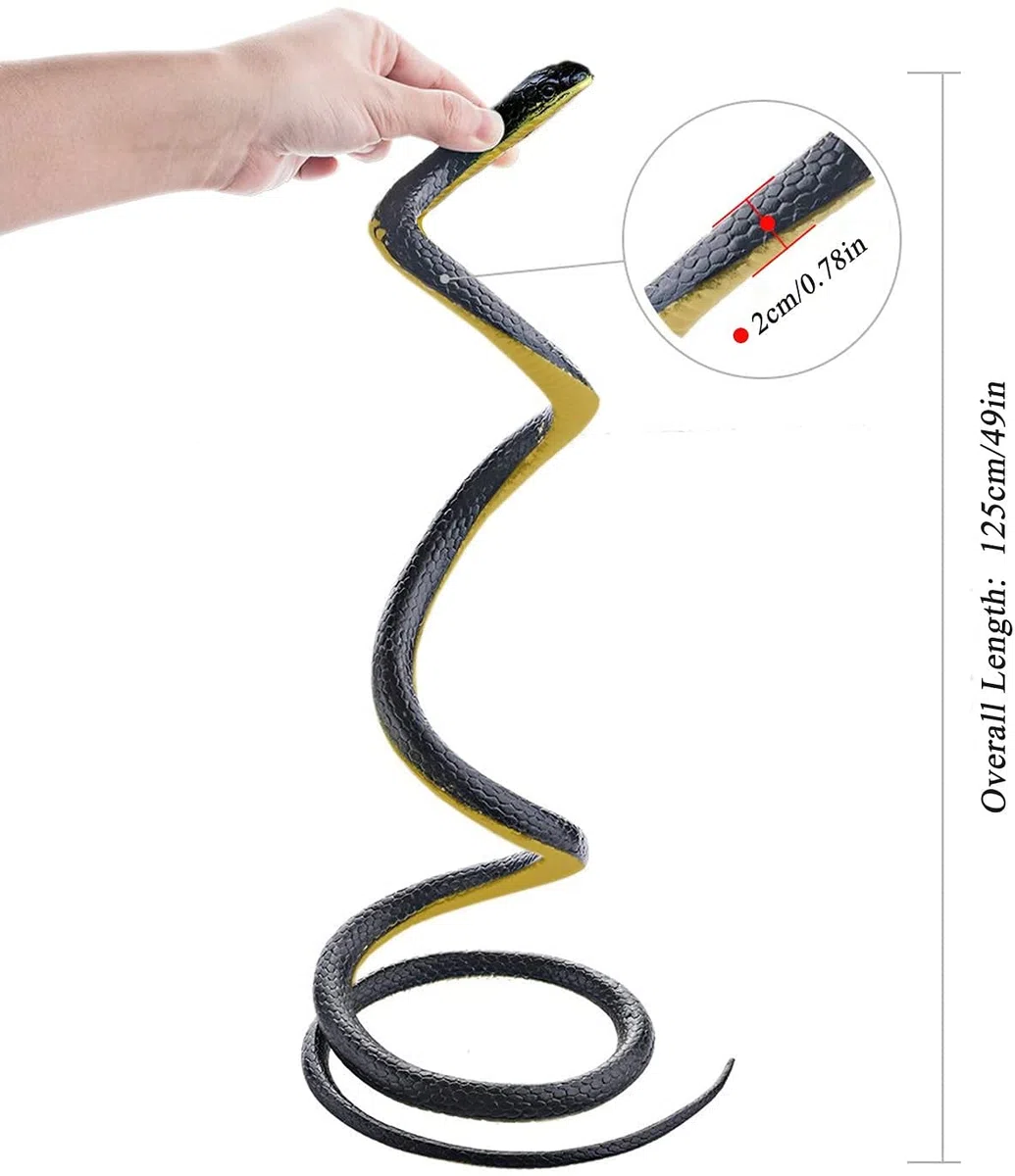 Wąż gumowy, czarna Mamba zabawka wąż realistyczny miękki wąż gumowy na rekwizyty ogrodowe rzeczy głupek dekoracje na Halloween 1Pc 130cm długości