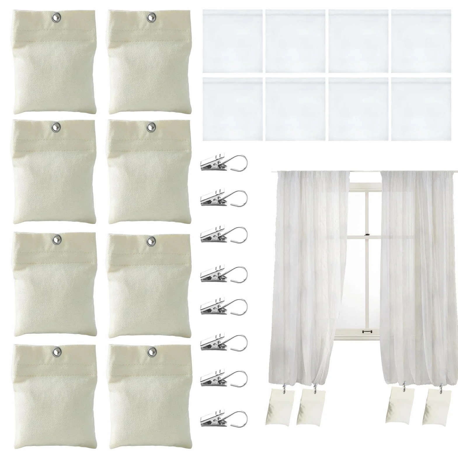 Drapery Weight Bag Outdoor Curtain Weight 15cm 12.5cm 12cm Heavy Fixing Clip 8 Pack